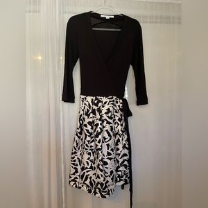 Diane von Furstenberg Black and White Wrap Dress - NWT